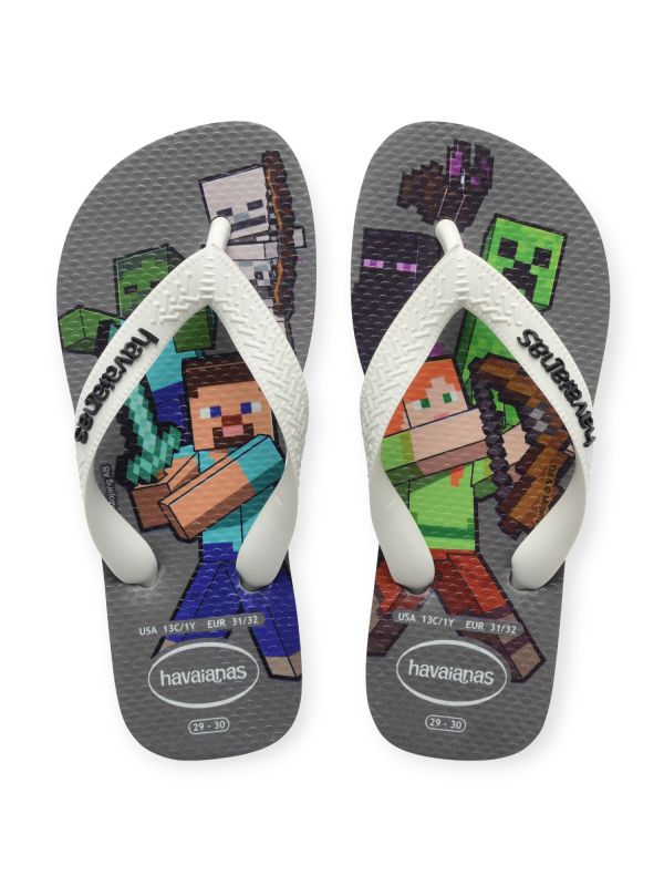 נעלי אצבע Havaianas עם הדפס Minecraft לבנים