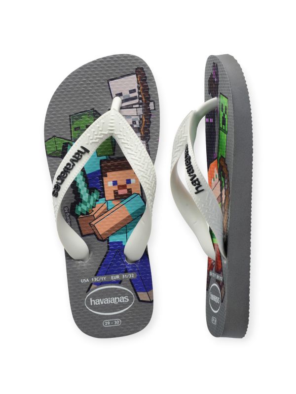 נעלי אצבע Havaianas עם הדפס Minecraft לבנים