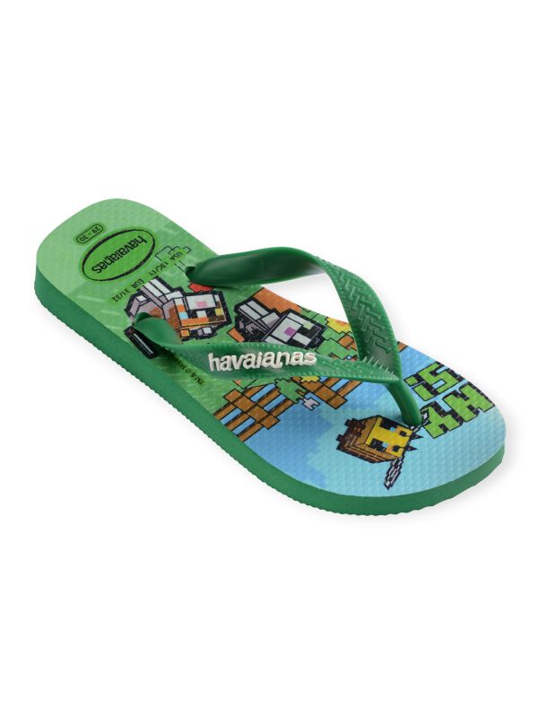 נעלי אצבע Havaianas עם הדפס Minecraft ירוק לבנים