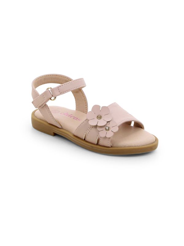 סנדלי רצועות לבנות בעיטור פרחים