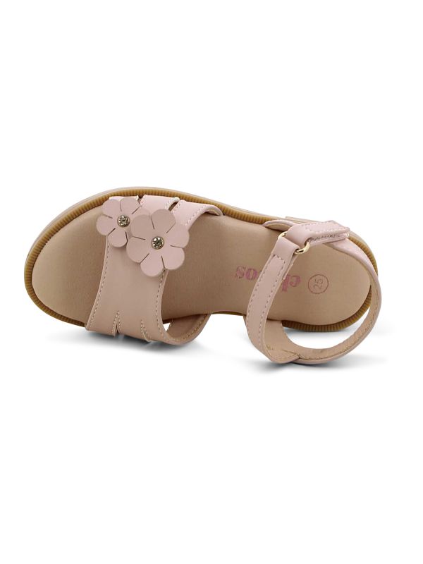 סנדלי רצועות לבנות בעיטור פרחים