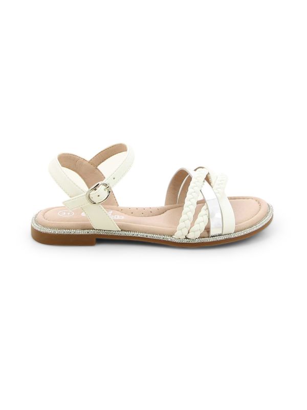 סנדלים מטאליים עם דוגמא קלועה לילדות