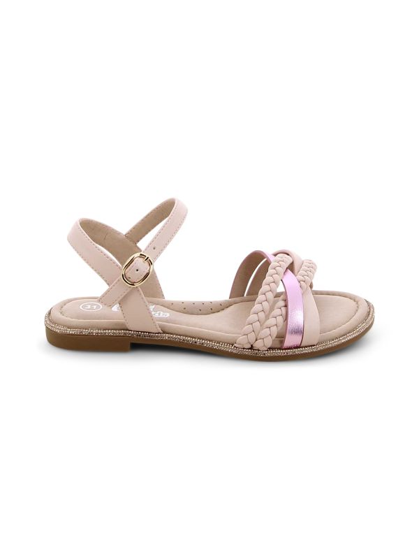 סנדלים מטאליים עם דוגמא קלועה לילדות