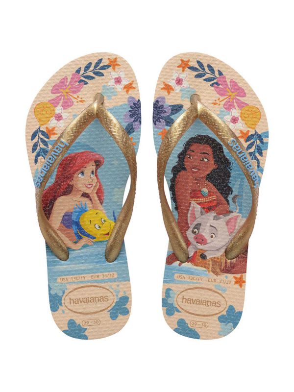 עלי אצבע Havaianas סלים עם הדפס נסיכות דיסני לבנות