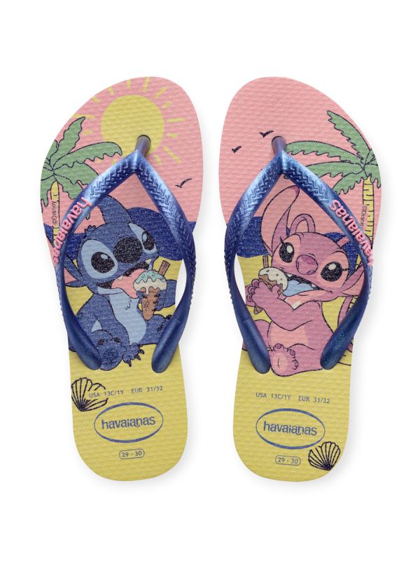 נעלי אצבע Havaianas סלים עם הדפס נסיכות דיסני לבנות