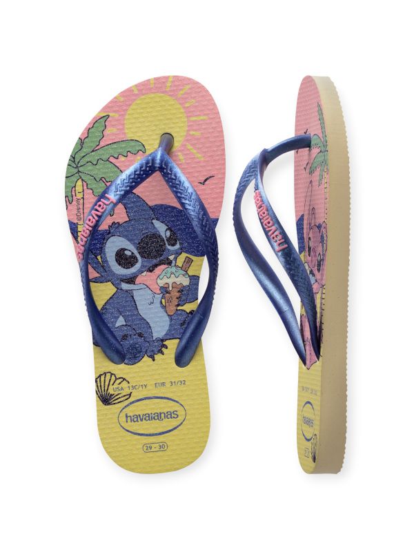 נעלי אצבע Havaianas סלים עם הדפס נסיכות דיסני לבנות
