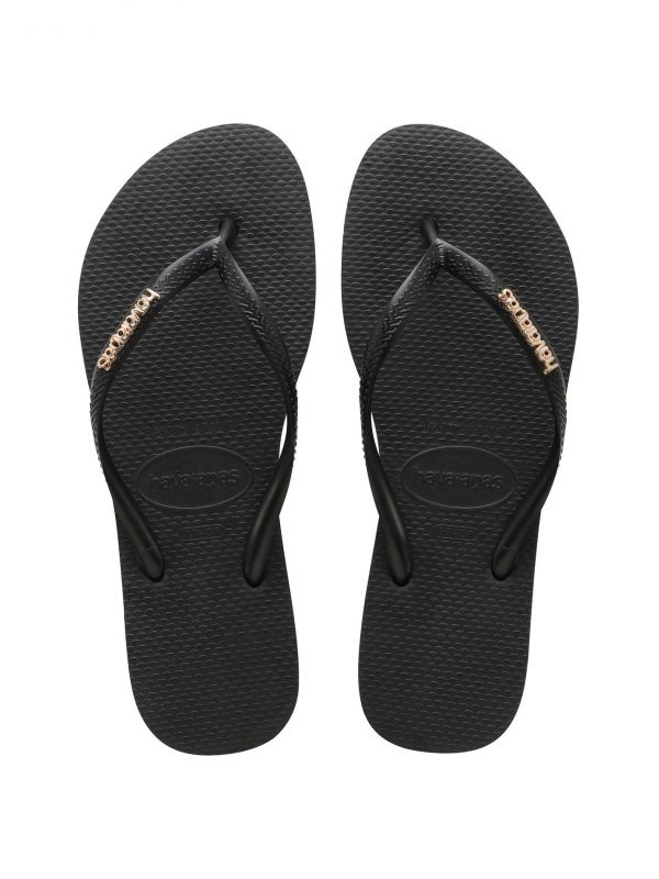 נעלי אצבע HAVAIANS סלים עם לוגו בולט לנשים - שחור